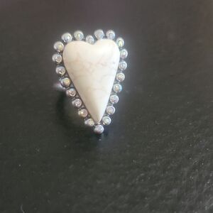 Elegant Heart-Shaped Cream Stone Ring Statement Ring